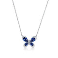 Pear Cut Created Sapphire Butterfly Necklace
