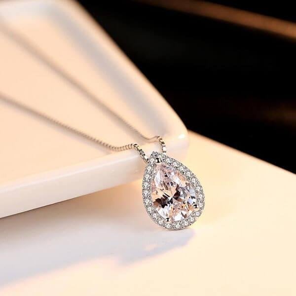 Italo Pear Cut Pendant Necklace For Women Silver Necklace