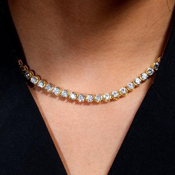 Classic Golden Round Tennis Necklace