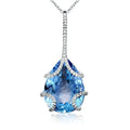 Italo Pear Cut Blue Topaz Pendant Necklace For Women