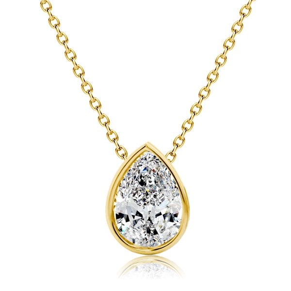 Italo Created White Sapphire Necklace Pear Cut Bezel Setting Pendant Necklace