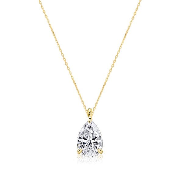Italo Golden Classic Pear Cut Solitaire Pendant Necklace
