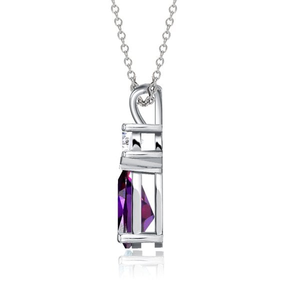 Italo Teardrop Pear Cut Amethyst Pendant Necklace For Women
