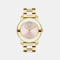 Bold Ceramic Women Quartz Pink Dial Analog Stainless Steel Watch 3600800