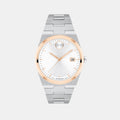 Bold Ceramic Women Quartz White Dial Analog Stainless Steel Watch 3600946