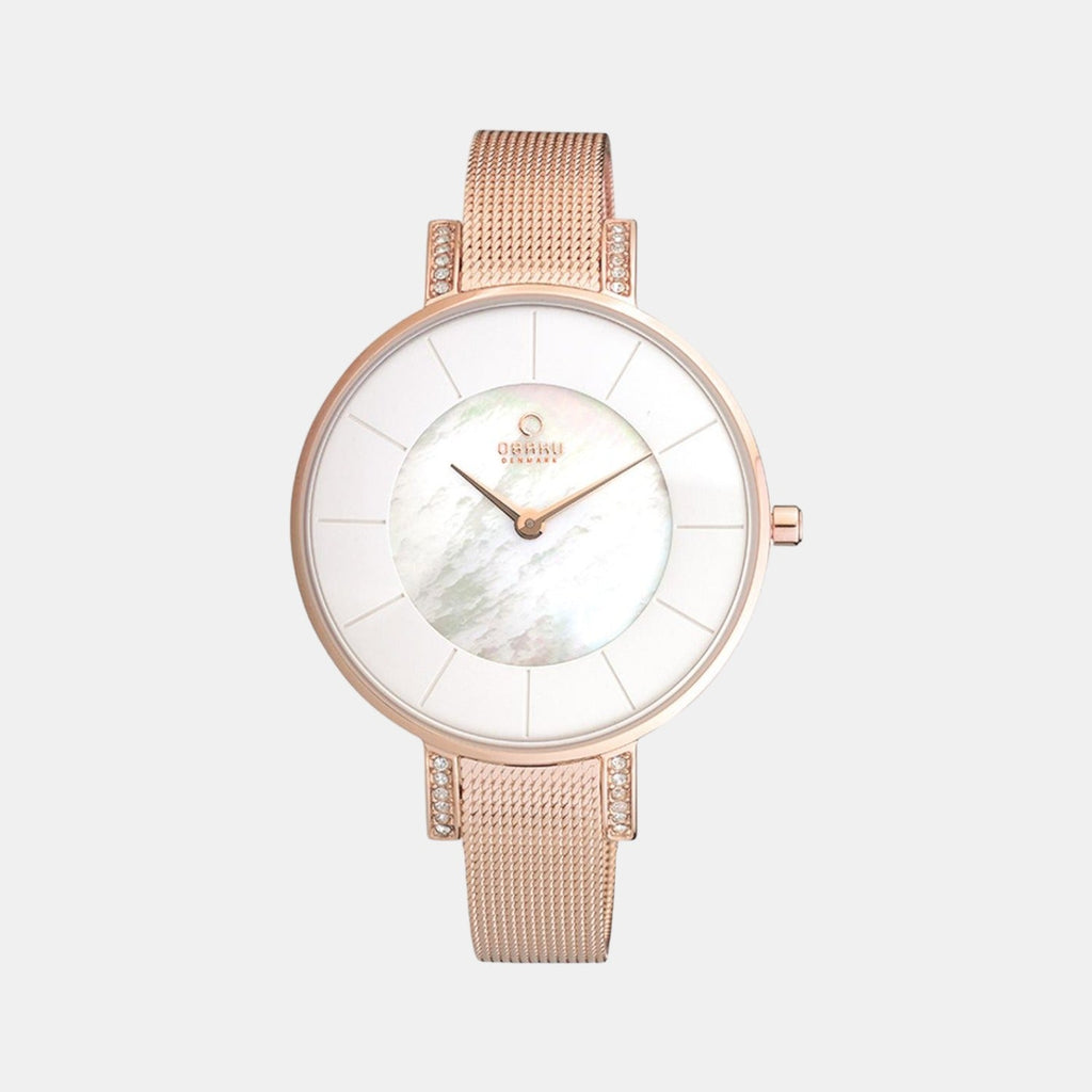 Lun Rose Women Quartz Pink Dial Analog Mesh Watch V158LEVWMV