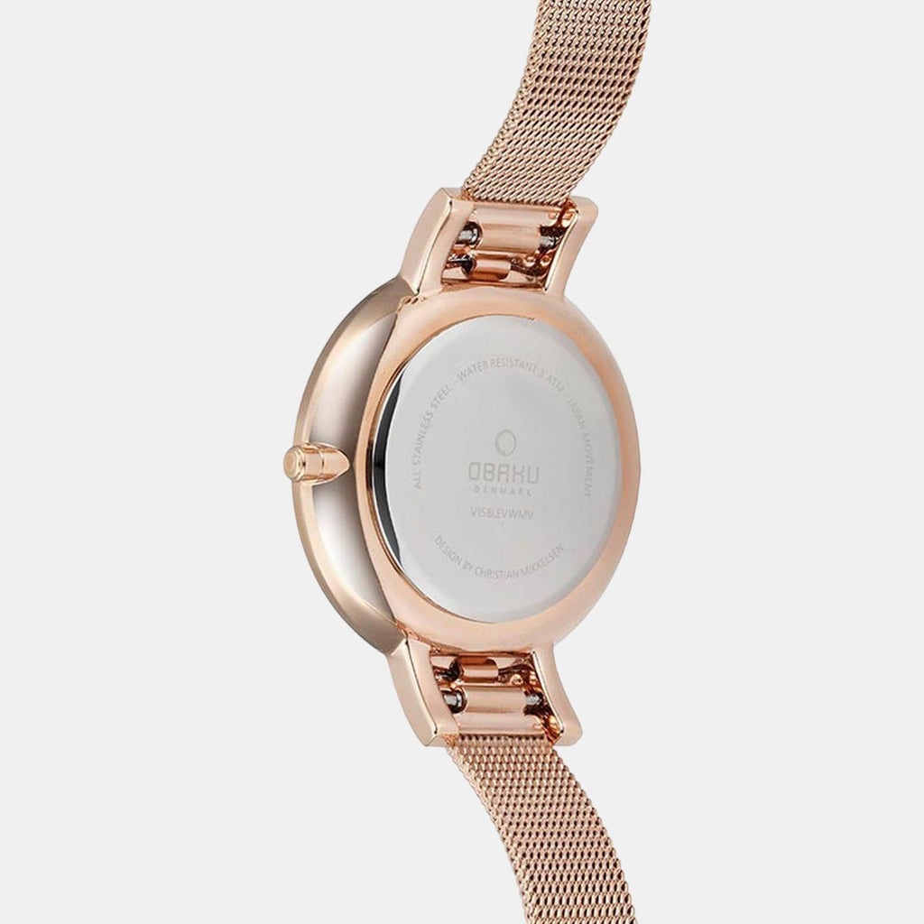 Lun Rose Women Quartz Pink Dial Analog Mesh Watch V158LEVWMV