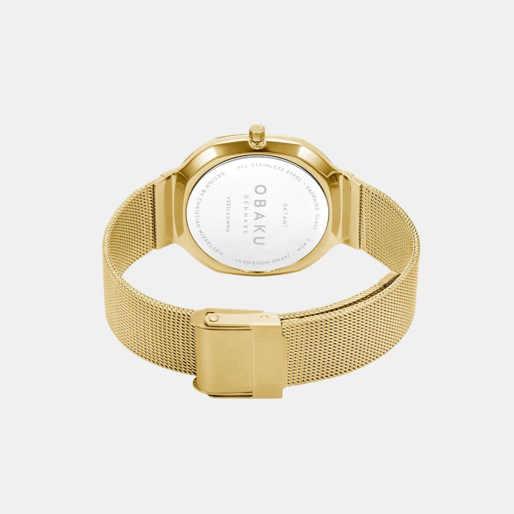 Oktant Lille-Gold Women Quartz White Dial Analog Mesh Watch V253LXGWMG