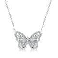 Dancing Butterfly White Sapphire Pendant Necklace For Women