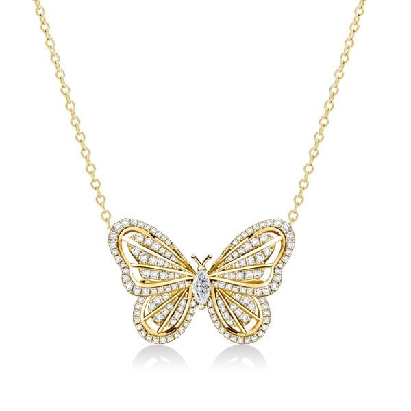 Dancing Butterfly White Sapphire Pendant Necklace For Women